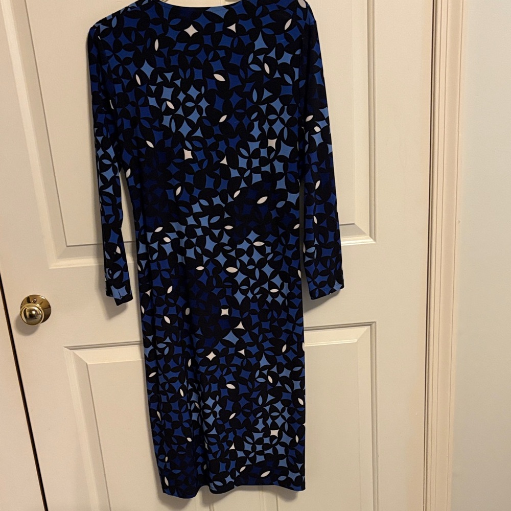 Anne Klein Blue and Black Long Sleeve Dress - Picture 4 of 4